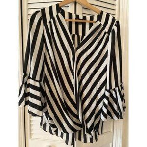 INC International Concepts Black and White Blouse - Women's Large
